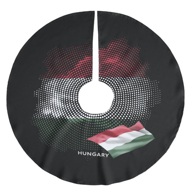 Hungary flag brushed polyester tree skirt (Front)