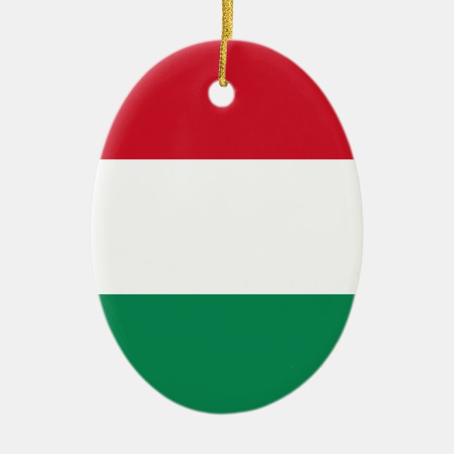 Hungary Flag Ceramic Tree Decoration (Front)