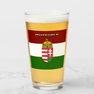 Hungary flag-coat of arms glass