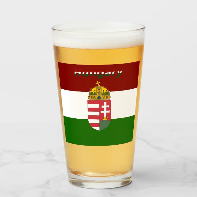 Hungary flag-coat of arms      glass (Front Filled)