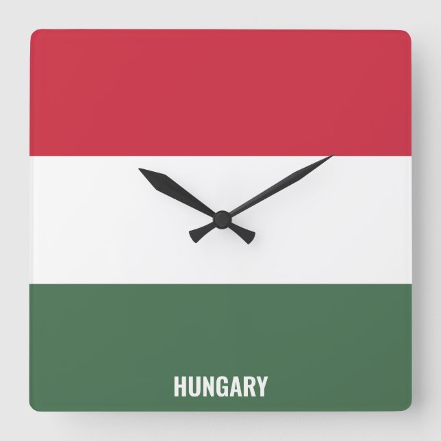 Hungary Flag Dazzling Patriotic Square Wall Clock (Front)