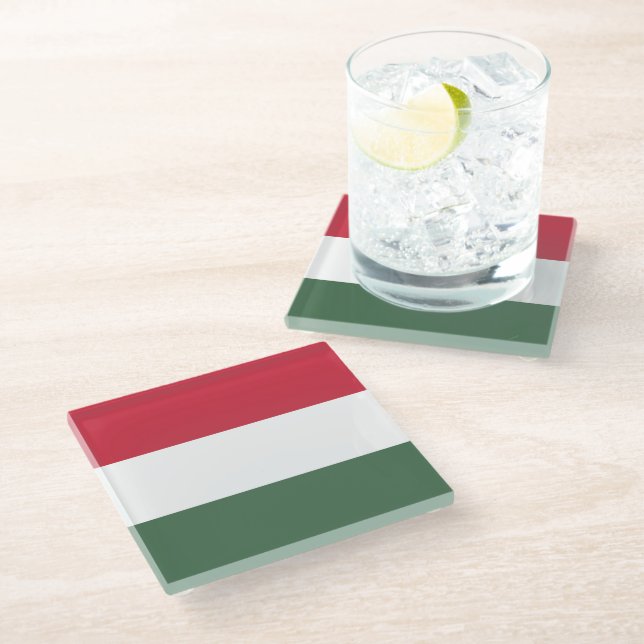 Hungary flag glass coaster (Angled)