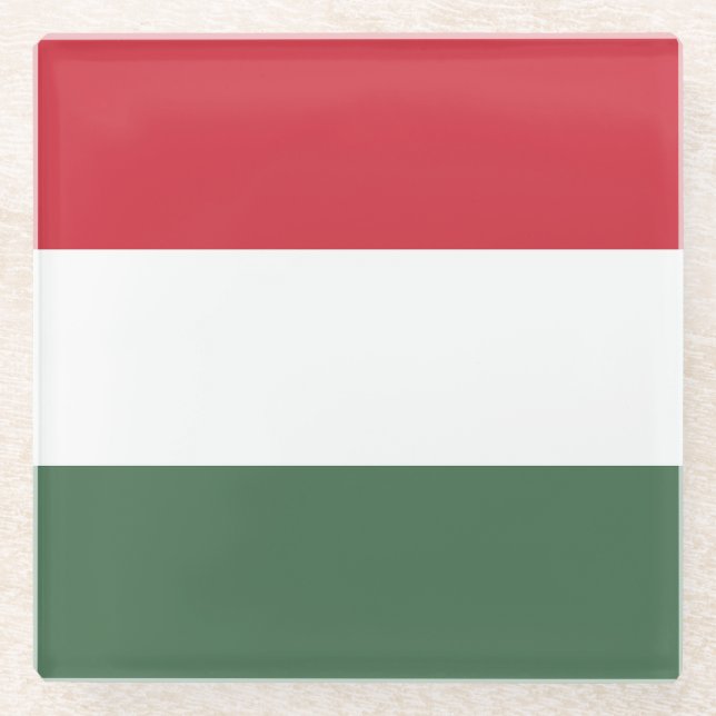 Hungary Flag Glass Coaster (Front)