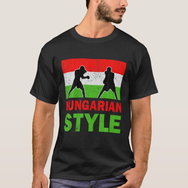 Hungary Flag Hungarian Boxing Club Vintage T-Shirt (Front)