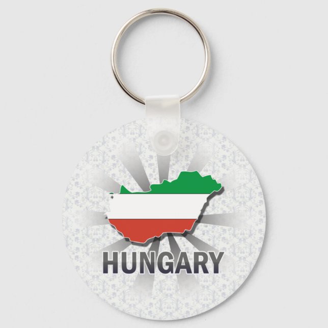 Hungary Flag Map 2.0 Key Ring (Front)