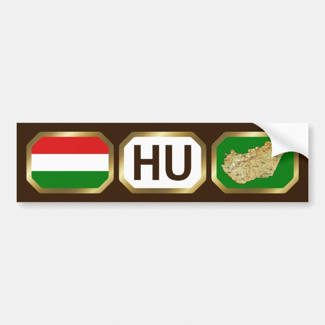 Hungary Flag Map Code Bumper Sticker (Front)