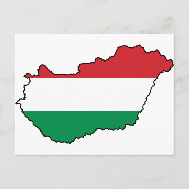 Hungary Flag Map HU Postcard (Front)