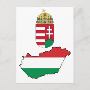 Hungary Flag Map HU Postcard