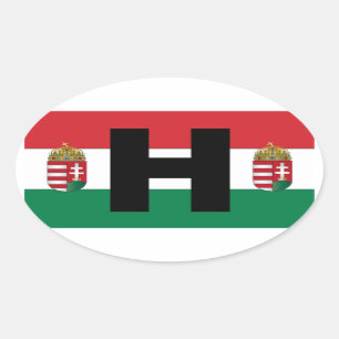 Hungary Flag Oval Sticker