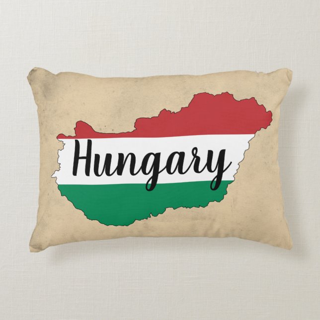 Hungary Flag Silhouette Decorative Cushion (Front)