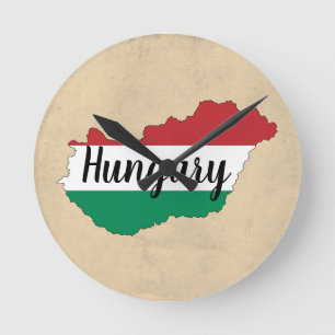 Hungary Flag Silhouette  Round Clock