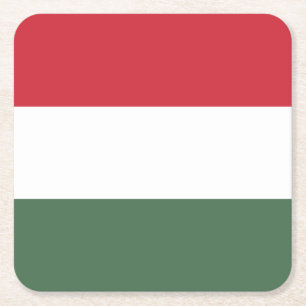 Hungary Flag Square Paper Coaster