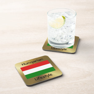 Hungary Flag+Text Coaster