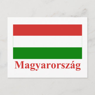Hungary Flag with Name in Hungarian Postcard