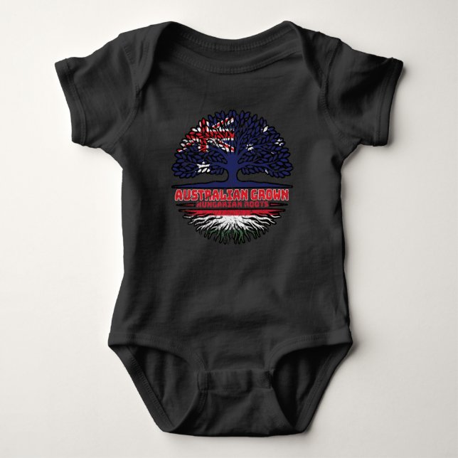 Hungary Hungarian Australian Australia Tree Roots Baby Bodysuit (Front)