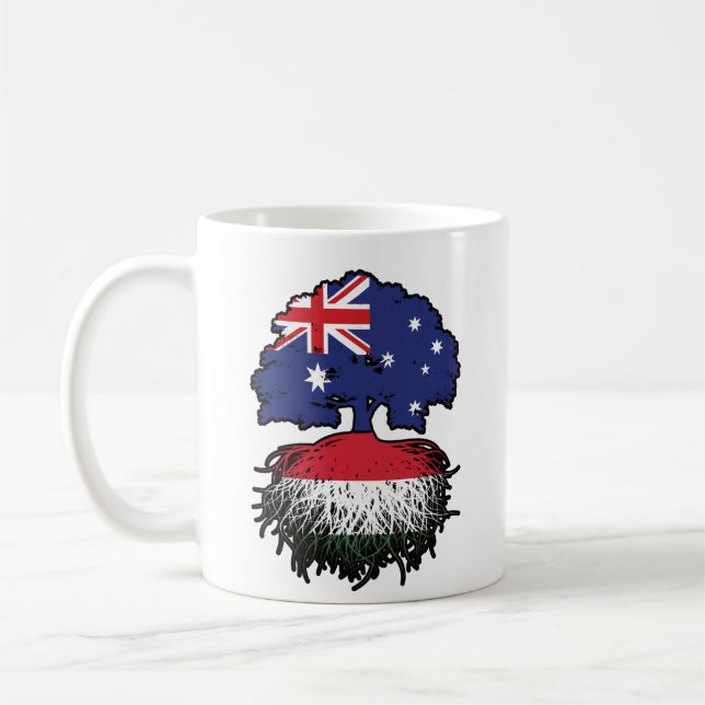 Hungary Hungarian Australian Australia Tree Roots Coffee Mug (Left)