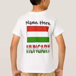 Hungary Hungarian Flag Black Personalisation  T-Shirt