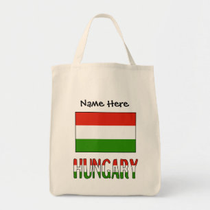 Hungary Hungarian Flag Black Personalisation  Tote Bag