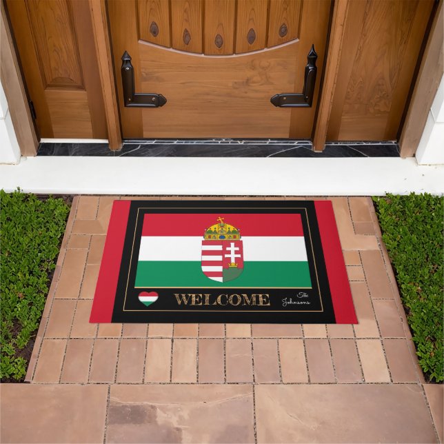 Hungary & Hungarian Flag house mats/sports Welcome Doormat (Outdoor)