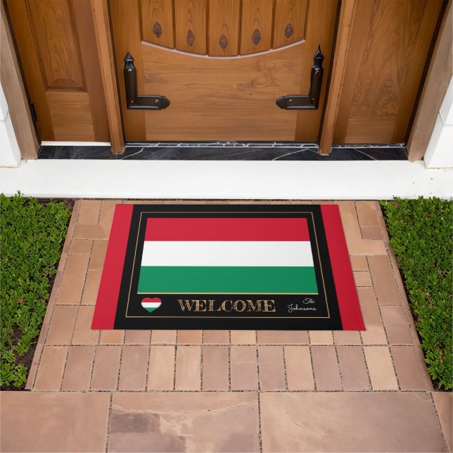 Hungary & Hungarian Flag house mats/sports Welcome Doormat (Outdoor)