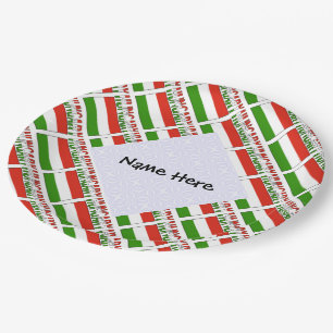 Hungary Hungarian Flag Tiled Personalised Name  Paper Plate