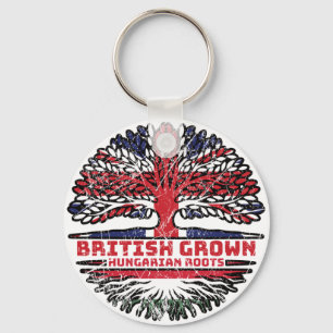 Hungary Hungarian Uk United Kingdom British Tree Key Ring