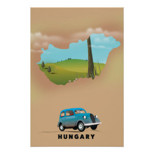 Hungary Illustrated map travel poster