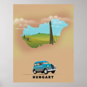 Hungary Illustrated map travel poster