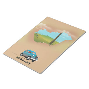 Hungary Illustrated map travel poster Notepad