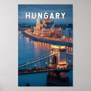 Hungary Illustration Travel Art Vintage Poster