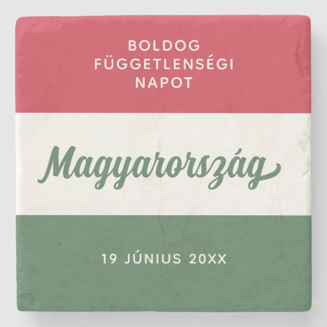 Hungary Independence Day National Flag Stone Coaster (Front)