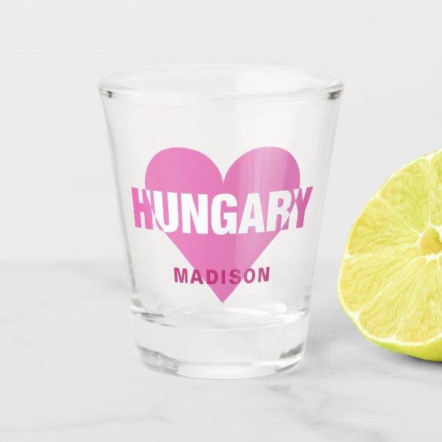 Hungary Love custom name shot glass (Front)