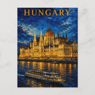 Hungary: Night Glow Budapest Art Souvenir Postcard