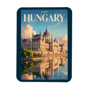 Hungary Parliament Illustration Travel Art Vintage Magnet