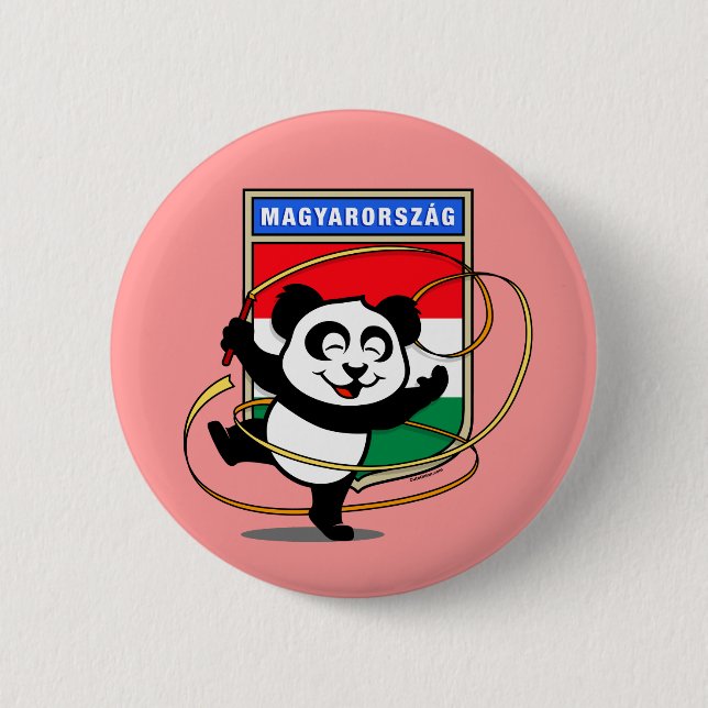 Hungary Rhythmic Gymnastics Panda 6 Cm Round Badge (Front)