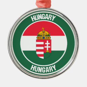 Hungary Round Emblem Metal Tree Decoration