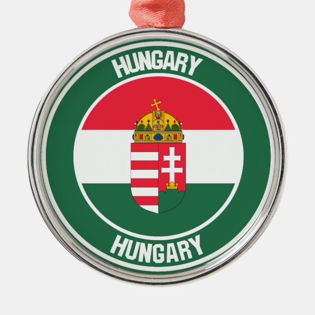 Hungary Round Emblem Metal Tree Decoration (Front)