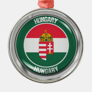 Hungary Round Emblem Metal Tree Decoration