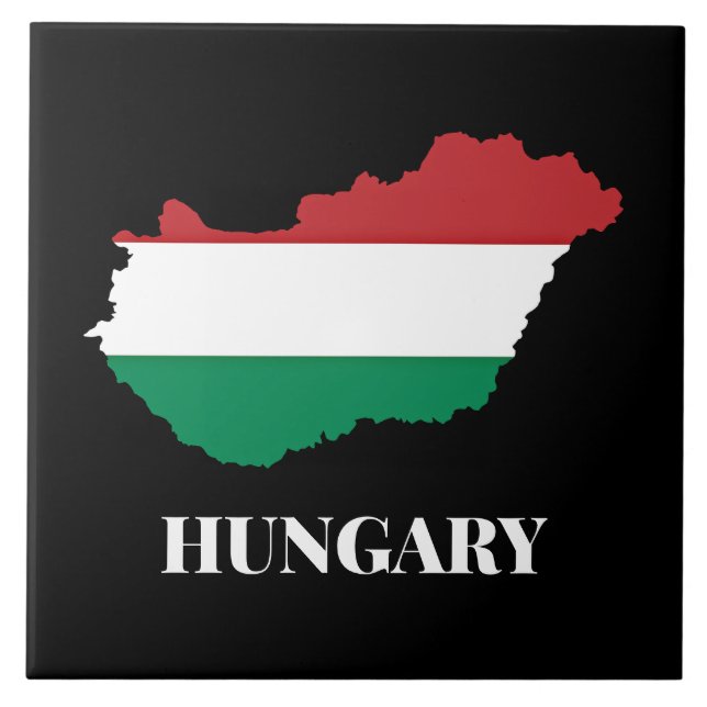 Hungary, silhouette and flag, tile (Front)