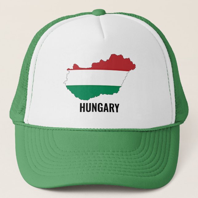 Hungary, silhouette, flag colours, trucker hat (Front)