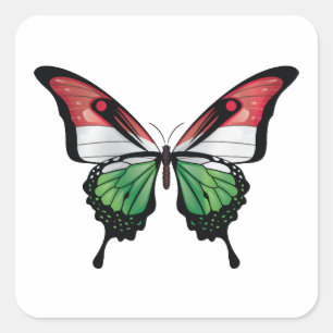 Hungary Swallowtail Butterfly Flag Sticker