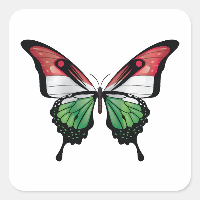 Hungary Swallowtail Butterfly Flag Sticker (Front)