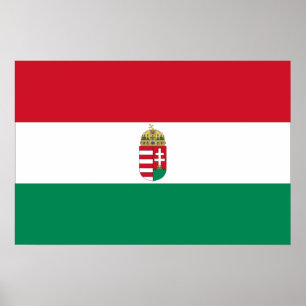 Hungary With Arms, Hungary flag Poster