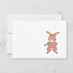 Hungry Bunny Any Occasion Simple Flat Note  Card