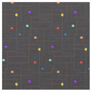 hungry cartoon monsters arcade 80s game  fabric