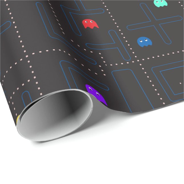 hungry cartoon monsters arcade 80s game  wrapping paper (Roll Corner)