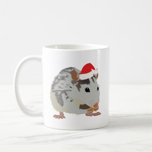 Hungry Christmas Rat Coffee Mug (Left)