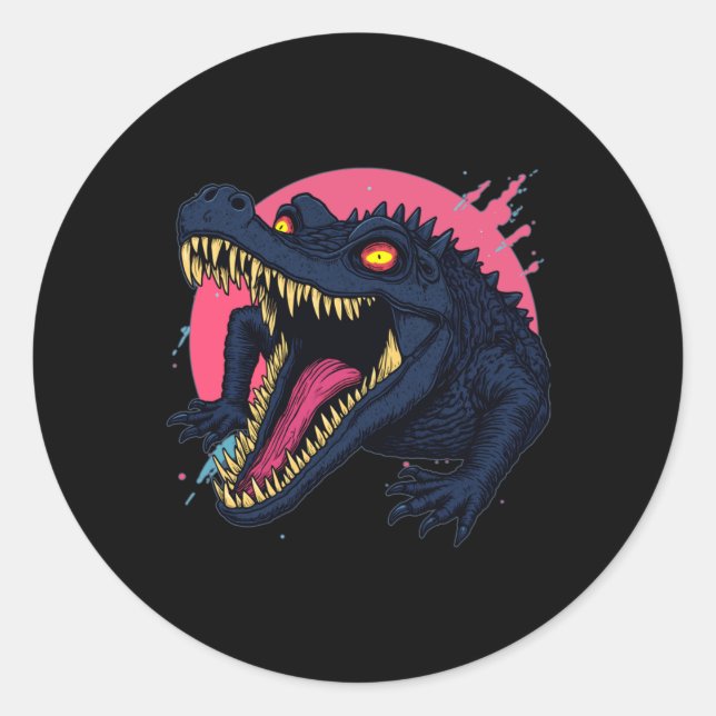 Hungry Croc Alert Hypnotic Eyes And A Smile That M Classic Round Sticker (Front)