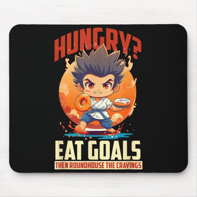 Hungry_ EAT Goals Then Roundhouse The Cravings Mouse Pad (Front)