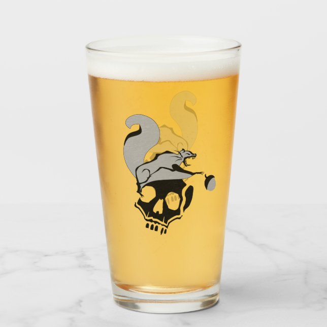 Hungry Flying Grey Death Squirrel Glass (Back Filled)